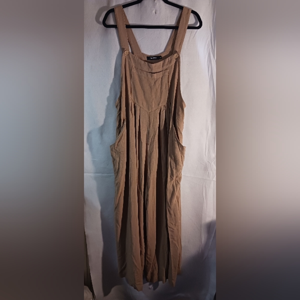 LINEN WIDE LEG Jumpsuit Womens Size Large OVERSIZED Adjustable
